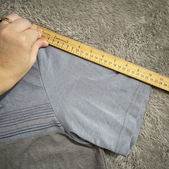 Travis Mathew Polo Shirt Mens 2XL Performance Pullover Gray Blue‎ Striped Golf - Picture 7 of 8